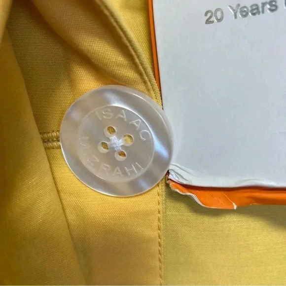 NWT Isaac Mizrahi beige corduroy collar yellow cotton rain coat jacket - Picture 2 of 16